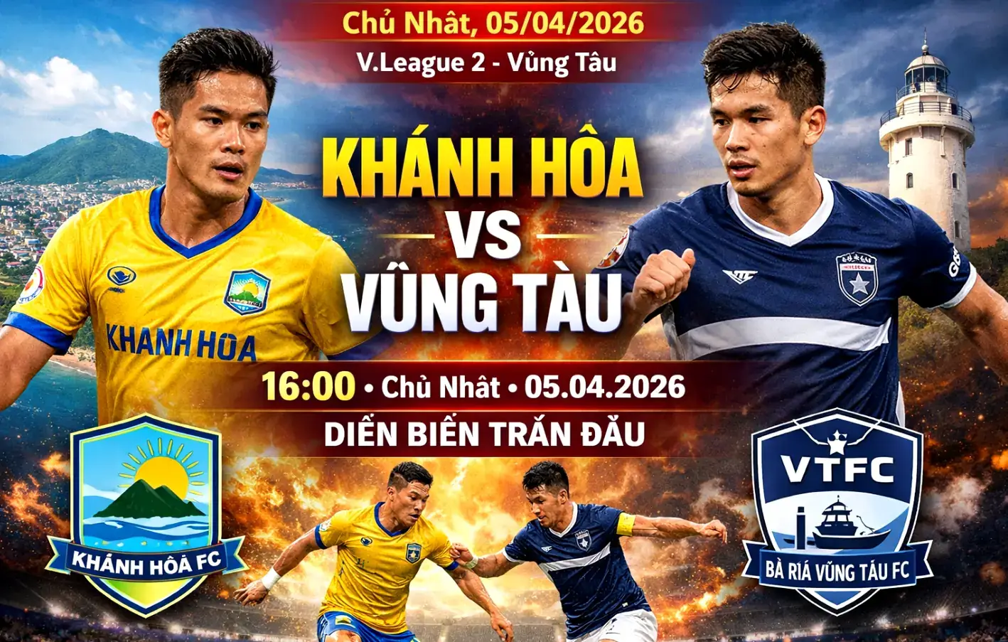 Nhận định Vung Tau vs Khanh Hoa ngày 05/04/2026: Cuộc đấu chiến thuật khó lường tại V.League 2